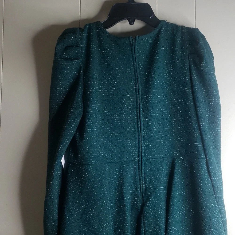 Honey & Rosie Girls  Hunter Green Long Sleeve Ruffles Squin Dress 16